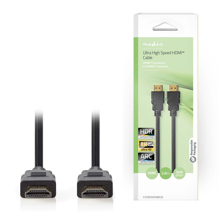 Καλώδιο Nedis Ultra High Speed HDMI Αρσ. - HDMI Αρσ. 2,0m Με Επίχρυσες Επαφές