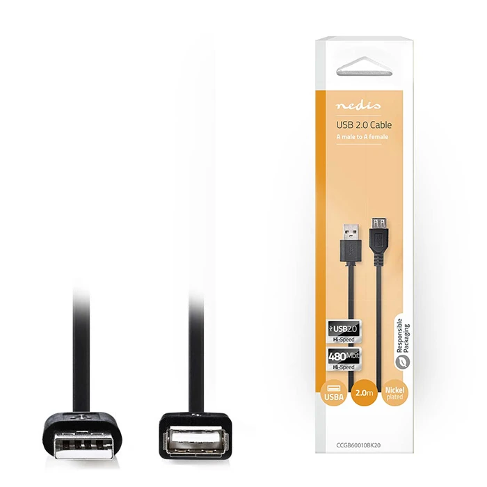 Καλώδιο - Προέκταση USB 2.0 A Αρσ. - Α Θηλ. Σε Συσκευασία Blister, 2.0m