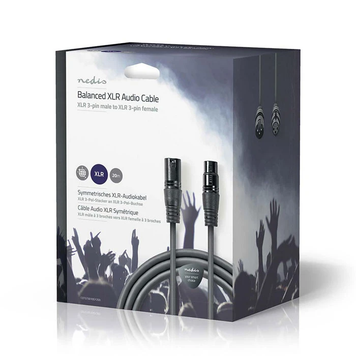 Καλώδιο XLR Nedis COTG15010GY200 Male to Female 20m