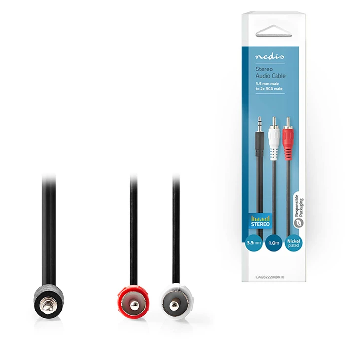 Καλώδιο 3.5mm Nedis 1x Jack αρσενικό/2x RCA αρσενικό 1m Mαύρο