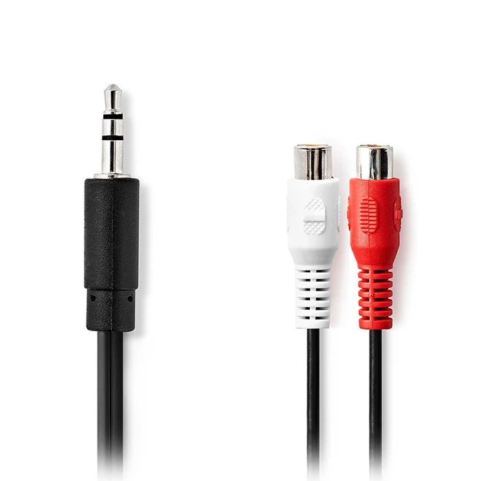 Στερεοφωνικό Καλώδιο Ήχου Nedis Cagb22250bk02 3.5mm Αρσ.- 2x Rca Θηλ. 0.20m Σε Μαύρο Χρώμα