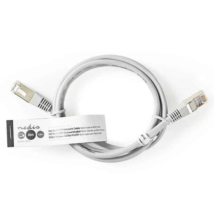 Καλώδιο Δικτύου Nedis CAT5e F/UTP, 1.0m Σε Γκρί Χρώμα