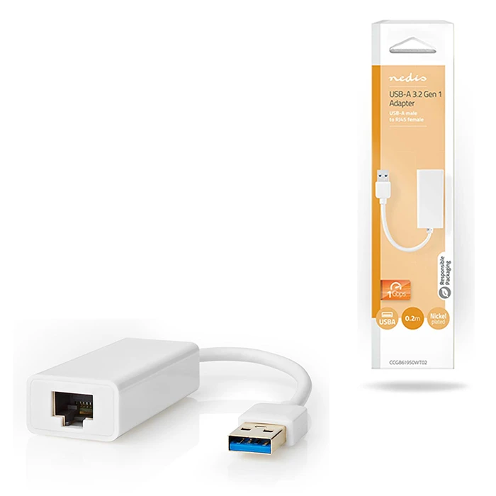 Αντάπτορας Δικτύου USB Nedis CCGB61950WT02 male USB-A to female RJ45