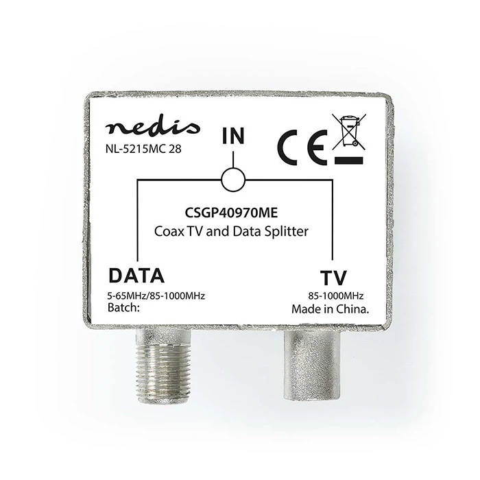 Βύσμα RF Nedis IEC (Coax) Αρσ./F Θηλ. - IEC (Coax) Θηλ., Σε Ασημί Χρώμα