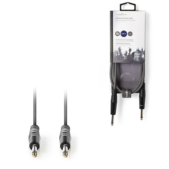 Καλώδιο 6,35 mm Nedis COTH23000GY15 Mono Male to Male Nickel Plated 1.5