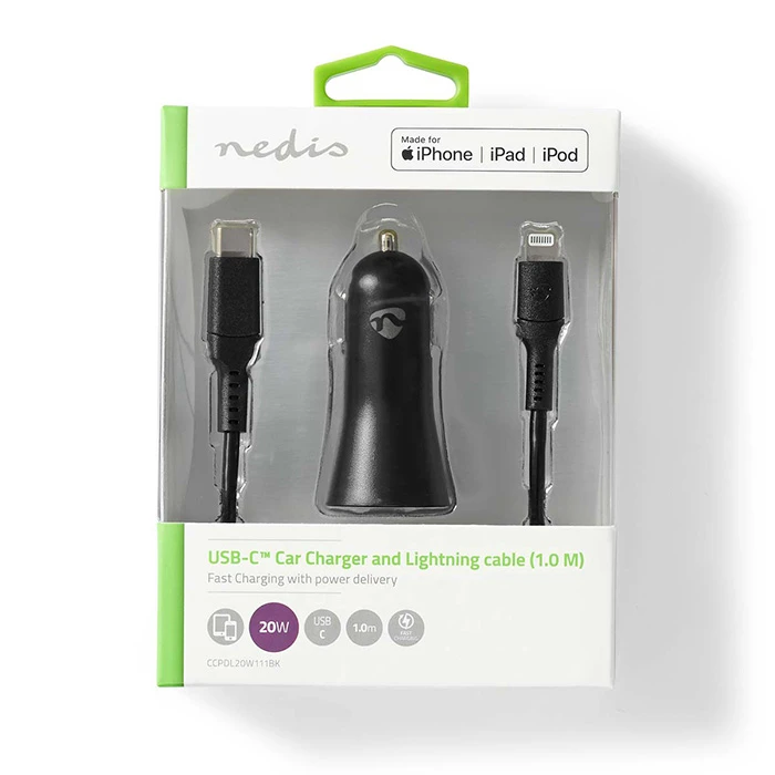 Φορτιστής Αυτοκινήτου Nedis USB-C, 3.0Α / 2.22Α / 1.67Α, Με Αποσπώμενο Καλώδιο