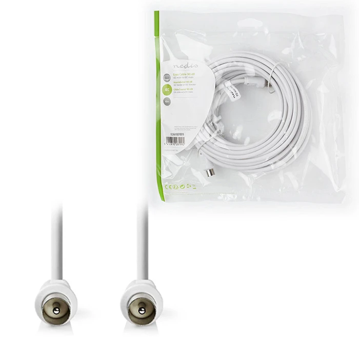 Καλώδιο RF Nedis IEC (Coax) Αρσ. - IEC (Coax) Αρσ., 10m Σε Λευκό Χρώμα