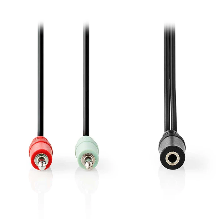 Καλώδιο Ήχου Nedis 2x 3.5mm male - 3.5mm female Black 0.12m (CAGB22160BK02)