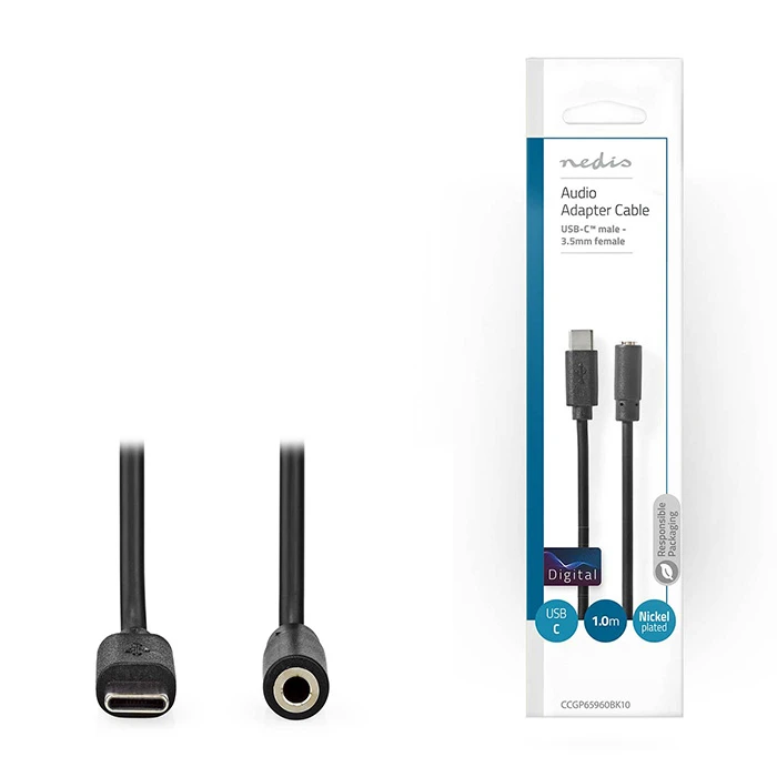 Καλώδιο USB Nedis CCGP65960BK10 USB-C Male - 3.5mm Female 1.00m Black