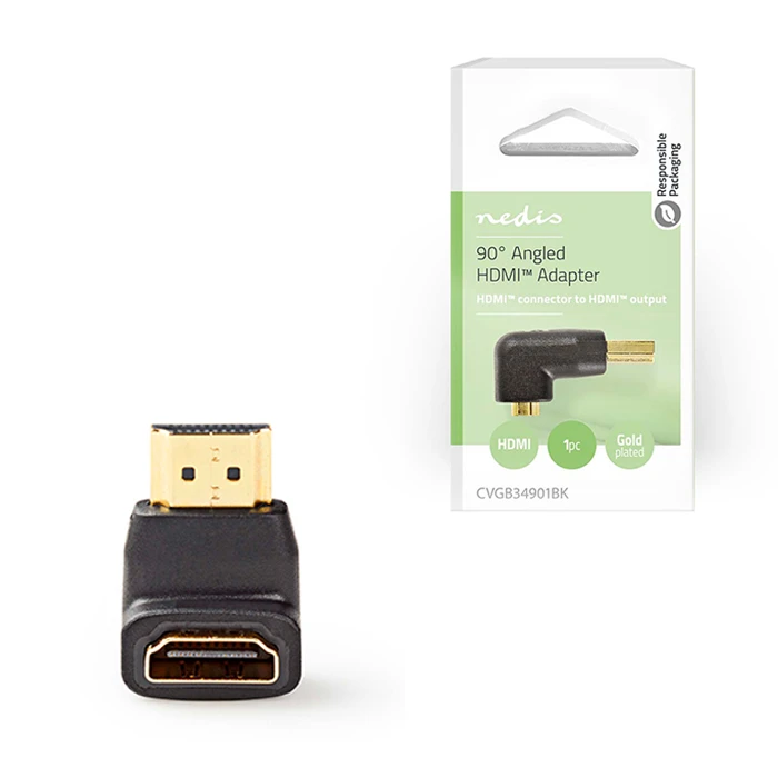Αντάπτορας HDMI Nedis αρσ. - HDMI θηλ. υπό γωνία 90°, Μαύρο