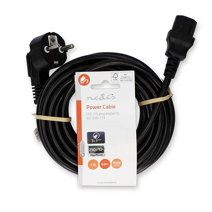 Καλώδιο Τροφοδοσίας Nedis Schuko αρσ. - IEC-320-C13 θηλ., 5.00m.