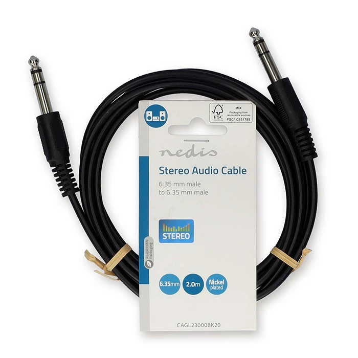 Καλώδιο Ήχου Nedis 6.35mm αρσ. - 6.35mm αρσ., stereo 2.00m Μαύρο