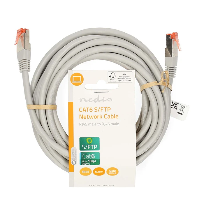 Καλώδιο Δικτύου Nedis CAT 6, S/FTP, 5.00m σε γκρι χρώμα.