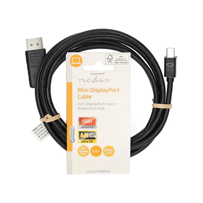 Καλώδιο MiniDisplayPort Nedis αρσ.- DisplayPort αρσ., 2.00m.