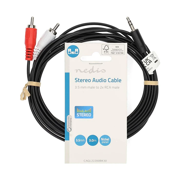 Καλώδιο RCA Nedis 3,5mm stereo αρσ. - 2x RCA αρσ., 3.00m.