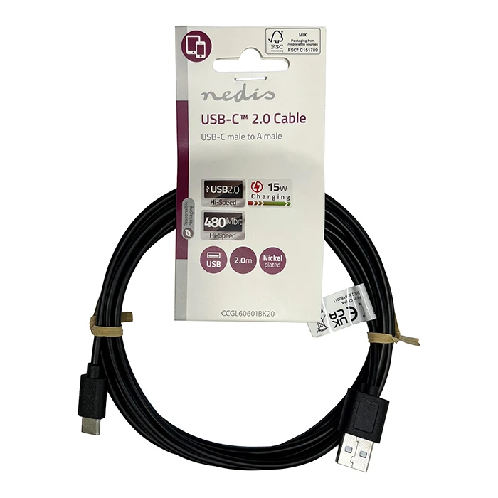 Καλώδιο USB Nedis High-Speed A αρσ. - USB Type-C αρσ., 2.00m