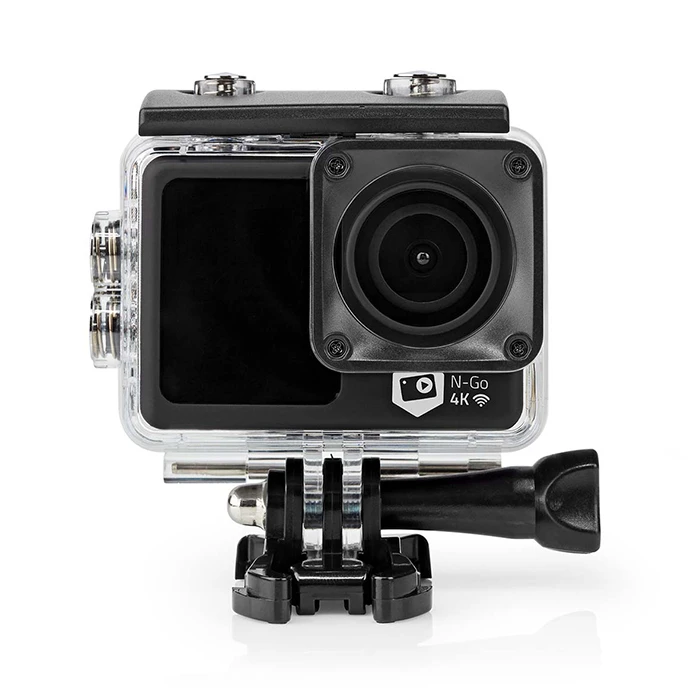 Action Κάμερα Nedis Ultra HD 4K Wi-Fi, με διπλή οθόνη TFT 2" και 1.3" και αδιάβροχη έως 30m.