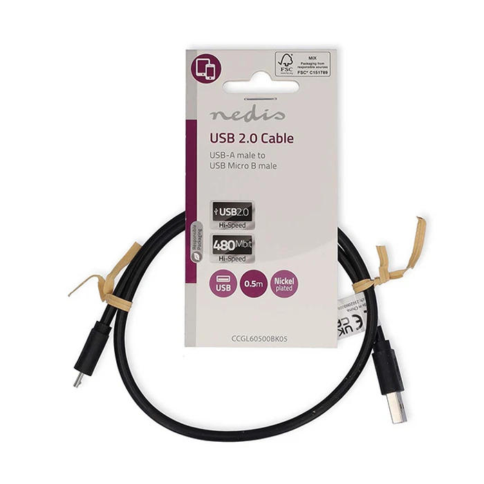 Καλώδιο USB Nedis High-Speed A αρσ. - USB Micro-B αρσ., 0.50m