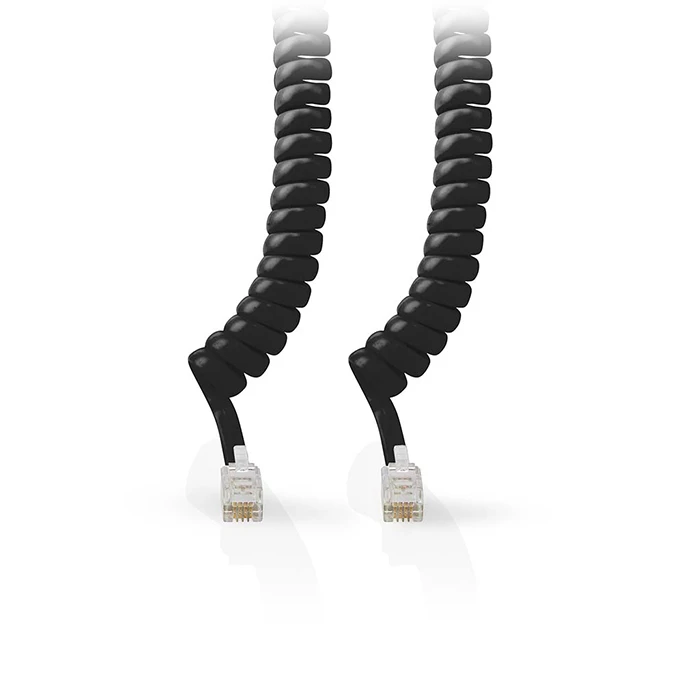 Καλώδιο Τηλεφώνου Nedis σπιράλ (ακουστικό συσκευής) RJ10 αρσ. - RJ10 αρσ. 2.00m., Μαύρο