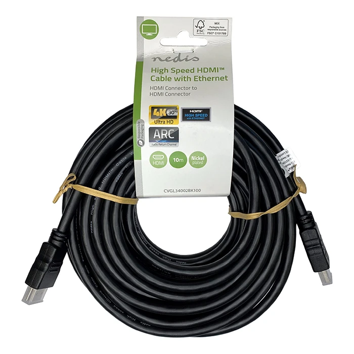 Καλώδιο HDMI Nedis High speed with Ethernet, HDMI αρσ. - HDMI αρσ., 10m.