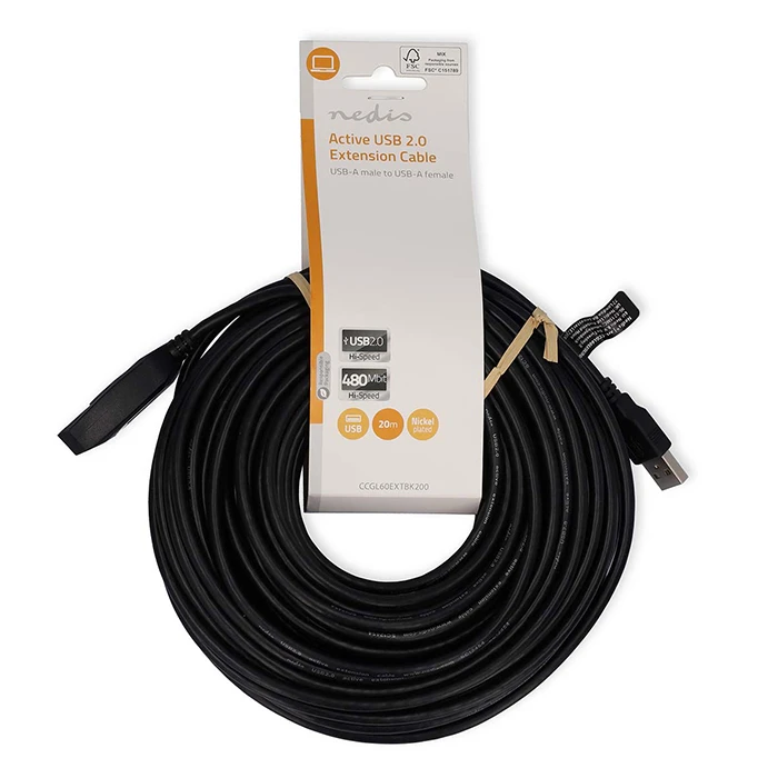 Καλώδιο USB Nedis προέκτασης active High-Speed A αρσ. - USB A θηλ., 20m.