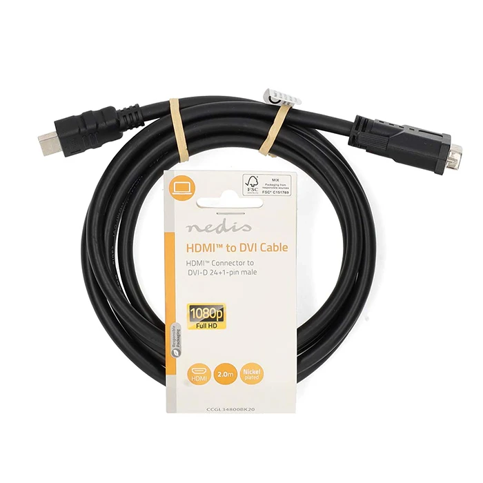 Καλώδιο HDMI Nedis αρσ. - DVI-D 24+1-Pin αρσ., 2.00m σε μαύρο χρώμα.