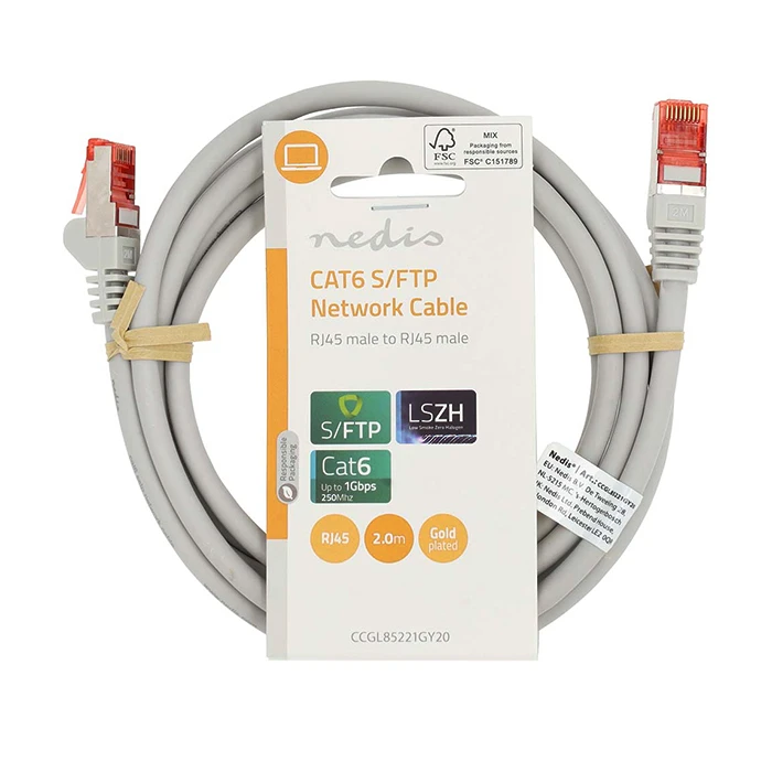 Καλώδιο Δικτύου Nedis CAT 6, S/FTP, 2.00m σε γκρι χρώμα.