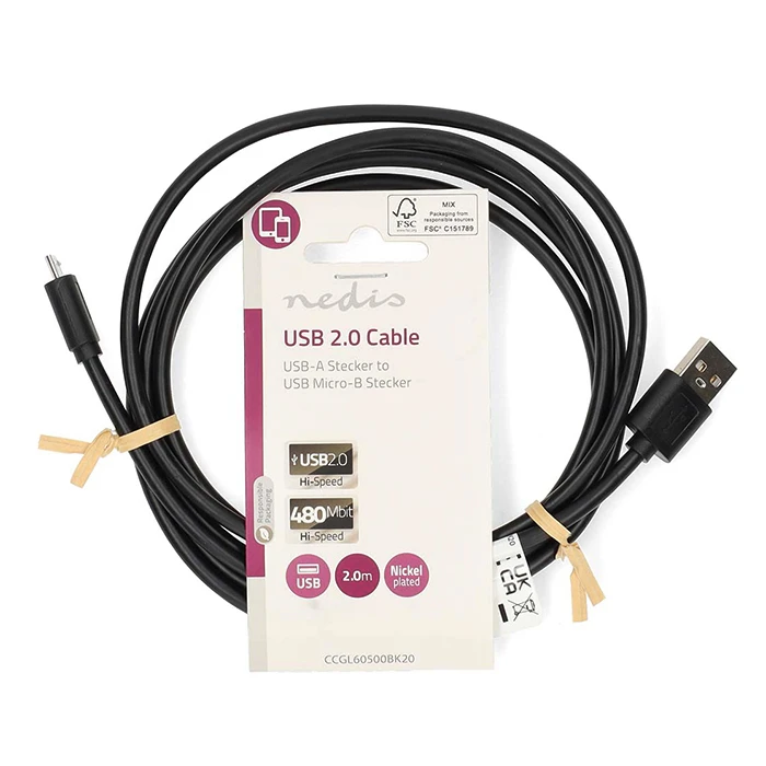 Καλώδιο USB Nedis High-Speed A αρσ. - USB Micro-B αρσ., 2.00m