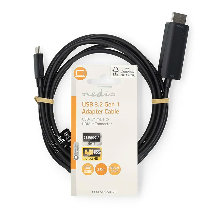 Μετατροπέας USB Nedis 3.2 Gen 1x1 Type-C αρσ. - HDMI αρσ., 2.00m.