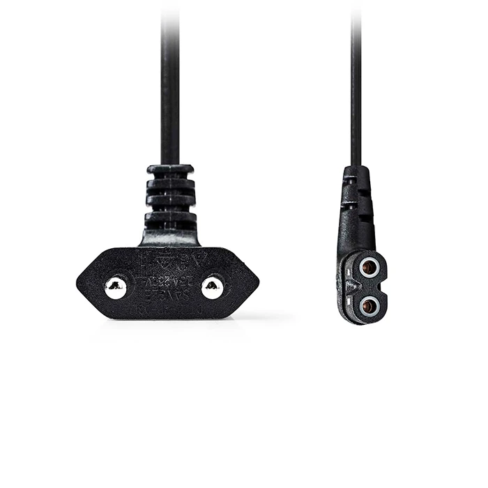 Καλώδιο Τροφοδοσίας Nedis Euro - 8-Shaped (οχταράκι) υπό γωνία, 2.00m σε μαύρο χρώμα.