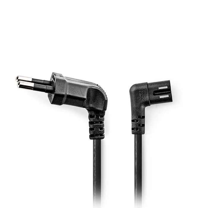 Καλώδιο Τροφοδοσίας Nedis Euro - 8-Shaped (οχταράκι) υπό γωνία, 2.00m σε μαύρο χρώμα.