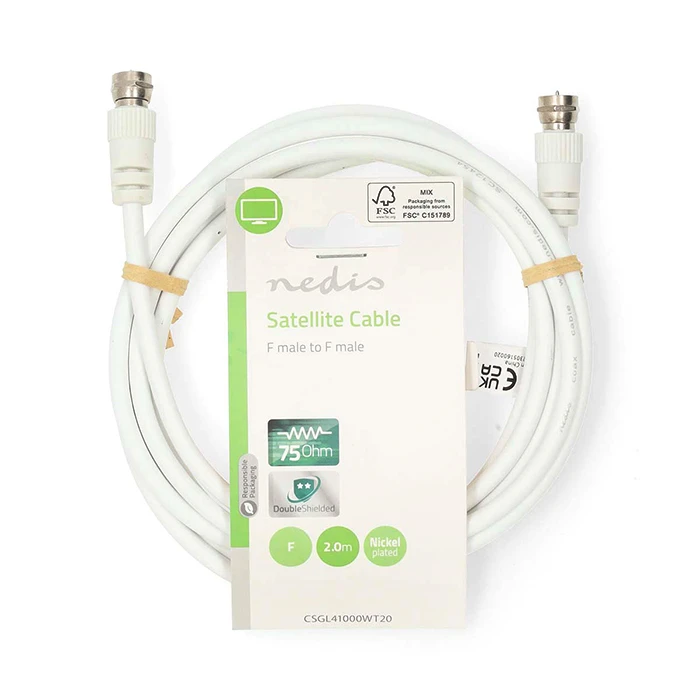 Καλώδιο Κεραίας Nedis F αρσ. - F αρσ. 2.00m σε άσπρο χρώμα.