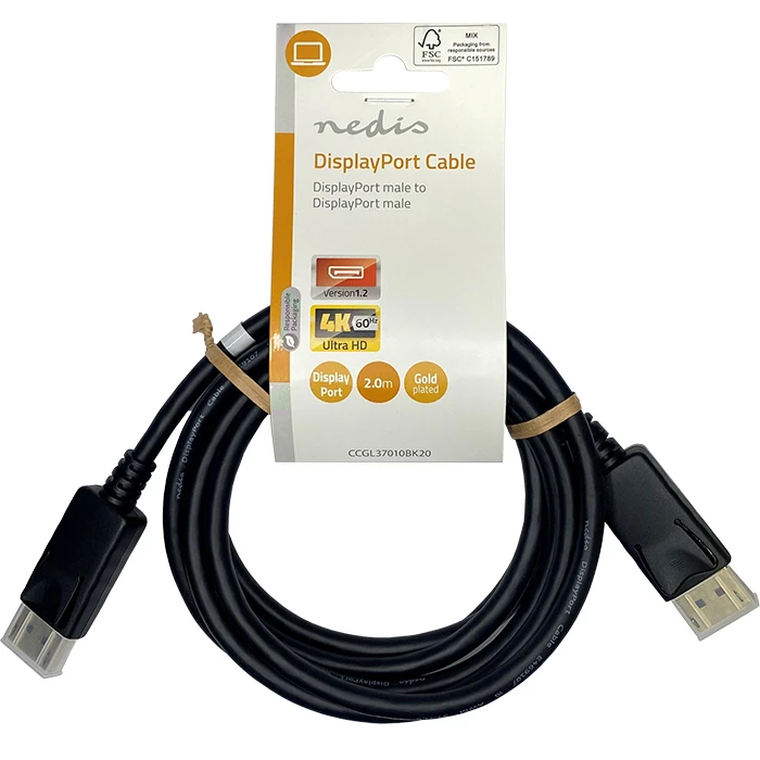 Καλώδιο DisplayPort Nedis αρσ. - DisplayPort αρσ., 2.00m, σε μαύρο χρώμα.