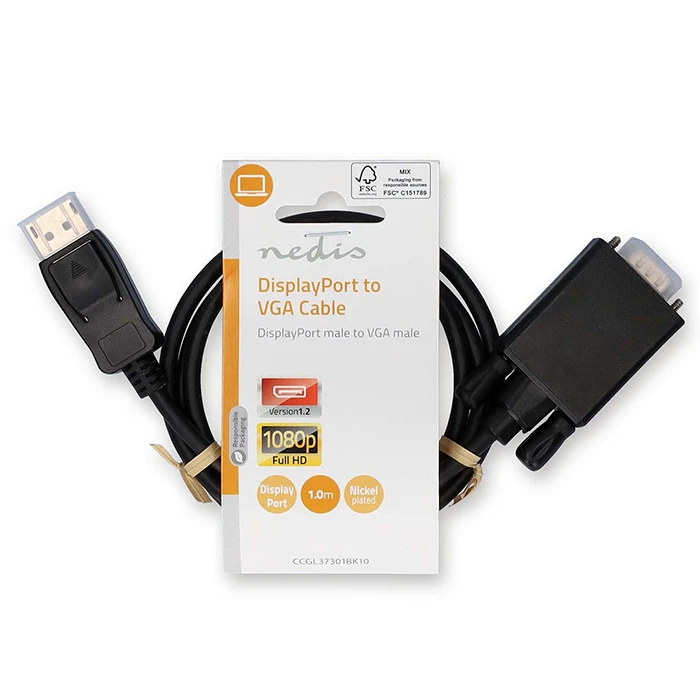 Καλώδιο DisplayPort Nedis αρσ. - VGA αρσ., 1.00m., σε μαύρο χρώμα.