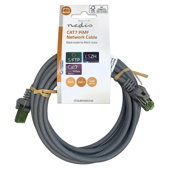Καλώδιο Δικτύου Nedis CAT 7, S/FTP, 3.00m σε γκρι χρώμα.