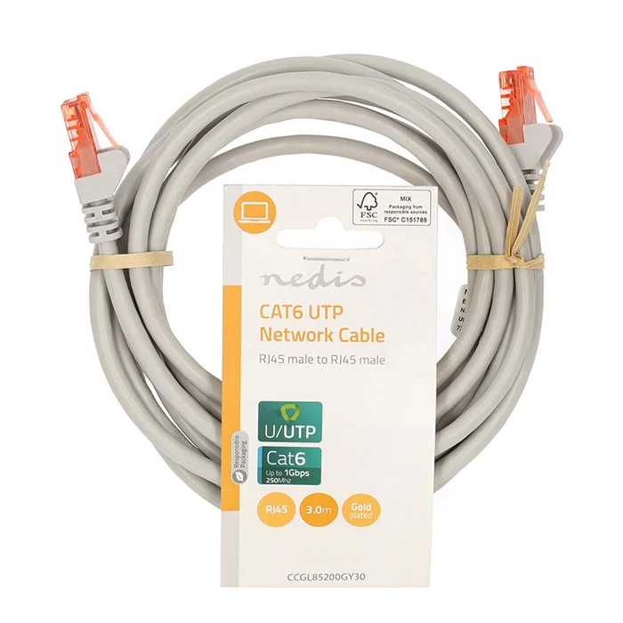 Καλώδιο Δικτύου Nedis CAT 6, U/UTP, 3.00m σε γκρι χρώμα.