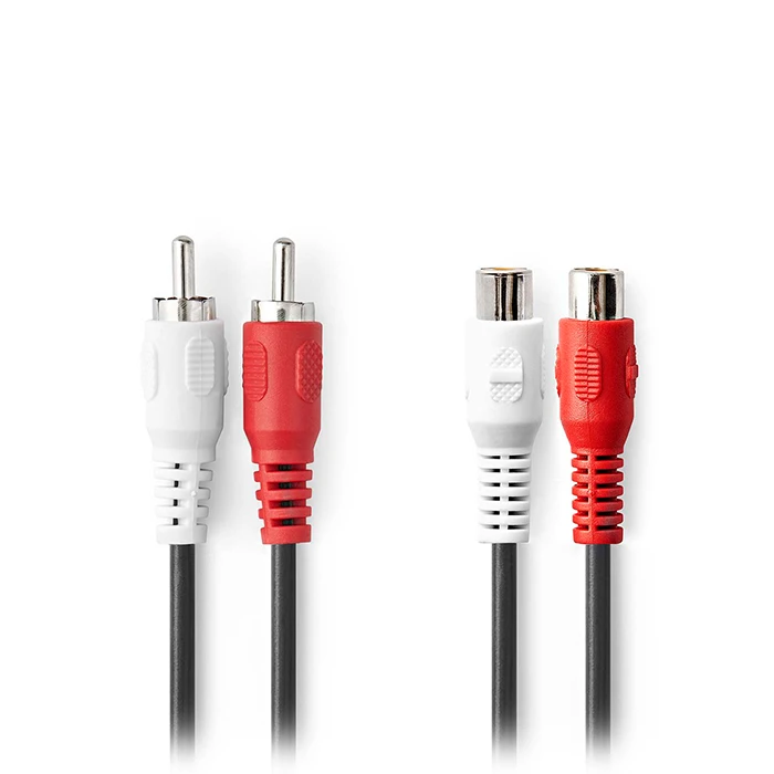 Καλώδιο Προέκτασης Nedis stereo 2x RCA, 10.0m σε μαύρο χρώμα.
