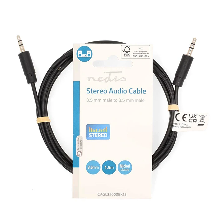 Καλώδιο Ήχου Nedis 3,5mm αρσ. Stereo - 3,5mm αρσ. Stereo, 1.50m σε μαύρο χρώμα.