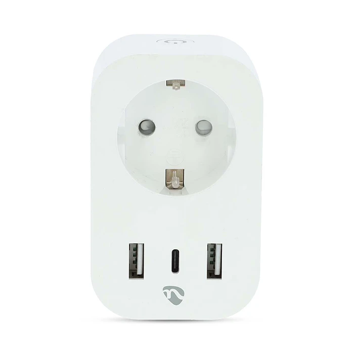 Wi-Fi Smart Πρίζα Nedis με 3 θύρες φόρτισης USB και μετρητή κατανάλωσης, 3680W.