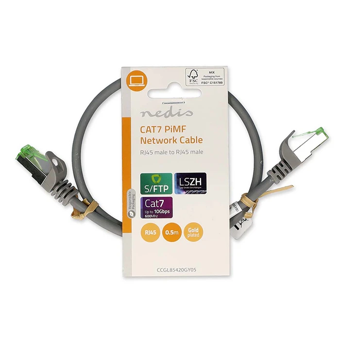 Καλώδιο Δικτύου Nedis CAT 7, S/FTP, 0.50m σε γκρι χρώμα.