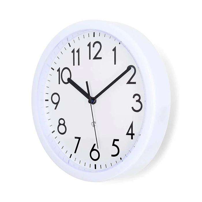 Ρολόι Τοίχου Nedis με μεγάλους αριθμούς σε λευκό χρώμα.