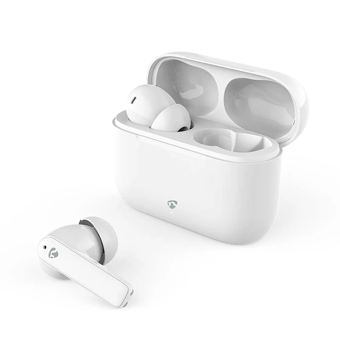 Bluetooth Handsfree Με Θήκη Φόρτισης Και Λειτουργία Environmental Noise Cancelling (Enc), Σε Λευκό Χρώμα