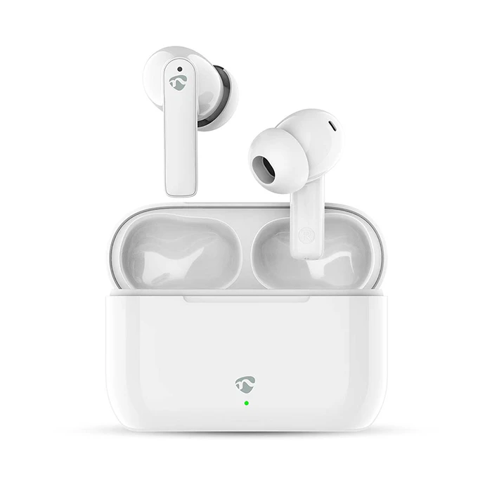 Bluetooth Handsfree Με Θήκη Φόρτισης Και Λειτουργία Environmental Noise Cancelling (Enc), Σε Λευκό Χρώμα