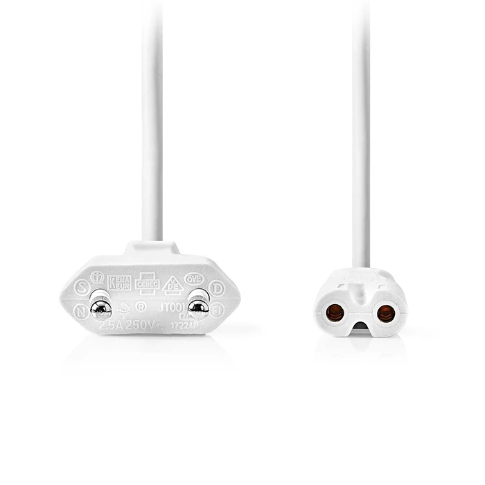 Καλώδιο Τροφοδοσίας Euro - Iec-320-C7 Nedis Cegl11040wt20 2.00m Σε ʼσπρο Χρώμα