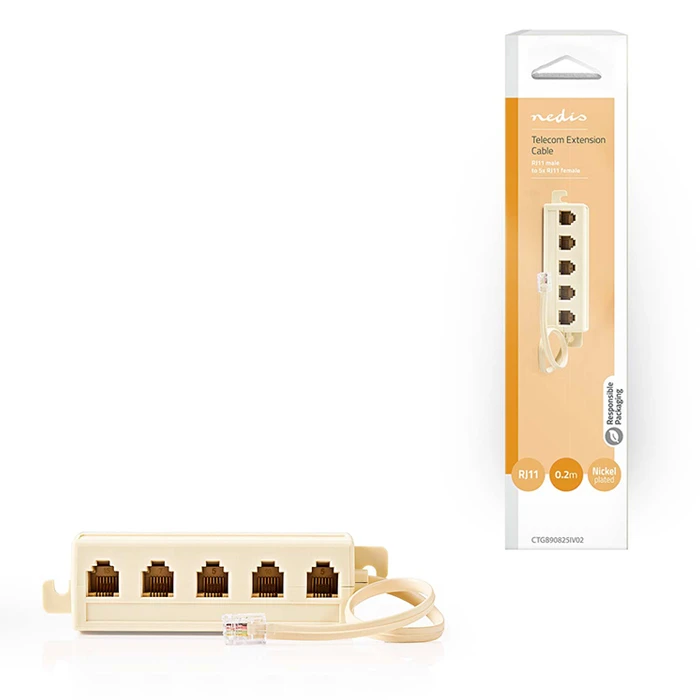 Τηλεφωνικό Splitter Rj11 1:5, Με Καλώδιο 0.20m