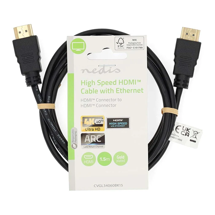 Καλώδιο High Speed HDMI With Ethernet, HDMI Αρσ. - HDMI Αρσ., 1.50m