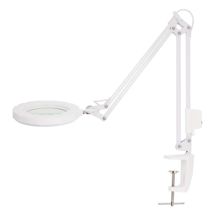 Mεγεθυντικός Φακός Με Λυχνία Led 700lm, Με Σφιγκτήρα Τοποθέτησης Σε Γραφείο, 6w Σε ʼσπρο Χρώμα