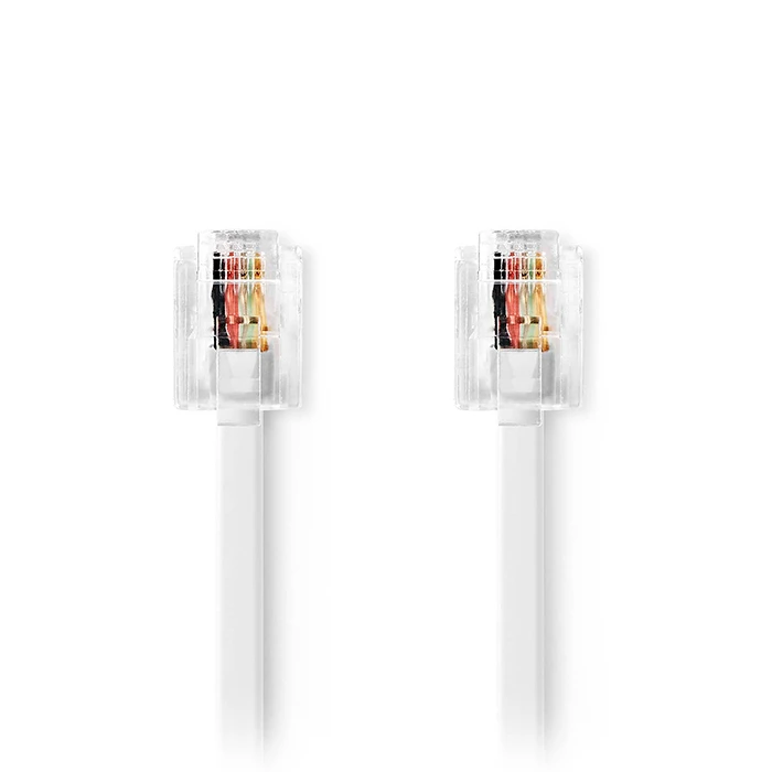 Τηλεφωνικό Καλώδιο Nedis RJ11 αρσ. - RJ11 αρσ., 10m Λευκό