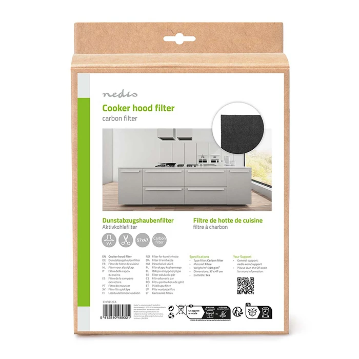 Φίλτρων Άνθρακα Απορροφητήρα Nedis Universal 57 x 47cm, Μαύρο.