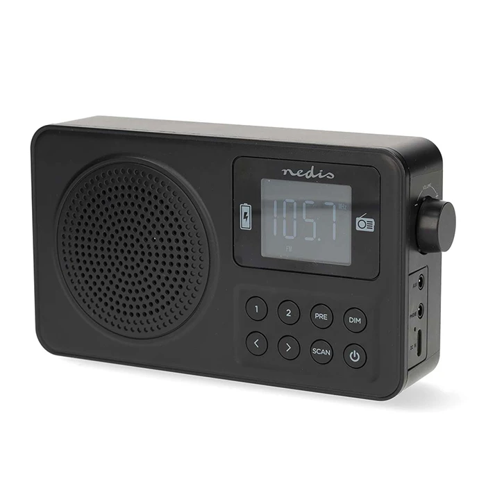 Φορητό Ραδιόφωνο Nedis Φορητό, επαναφορτιζόμενο και Ψηφιακό FM με οθόνη LCD, Μαύρο